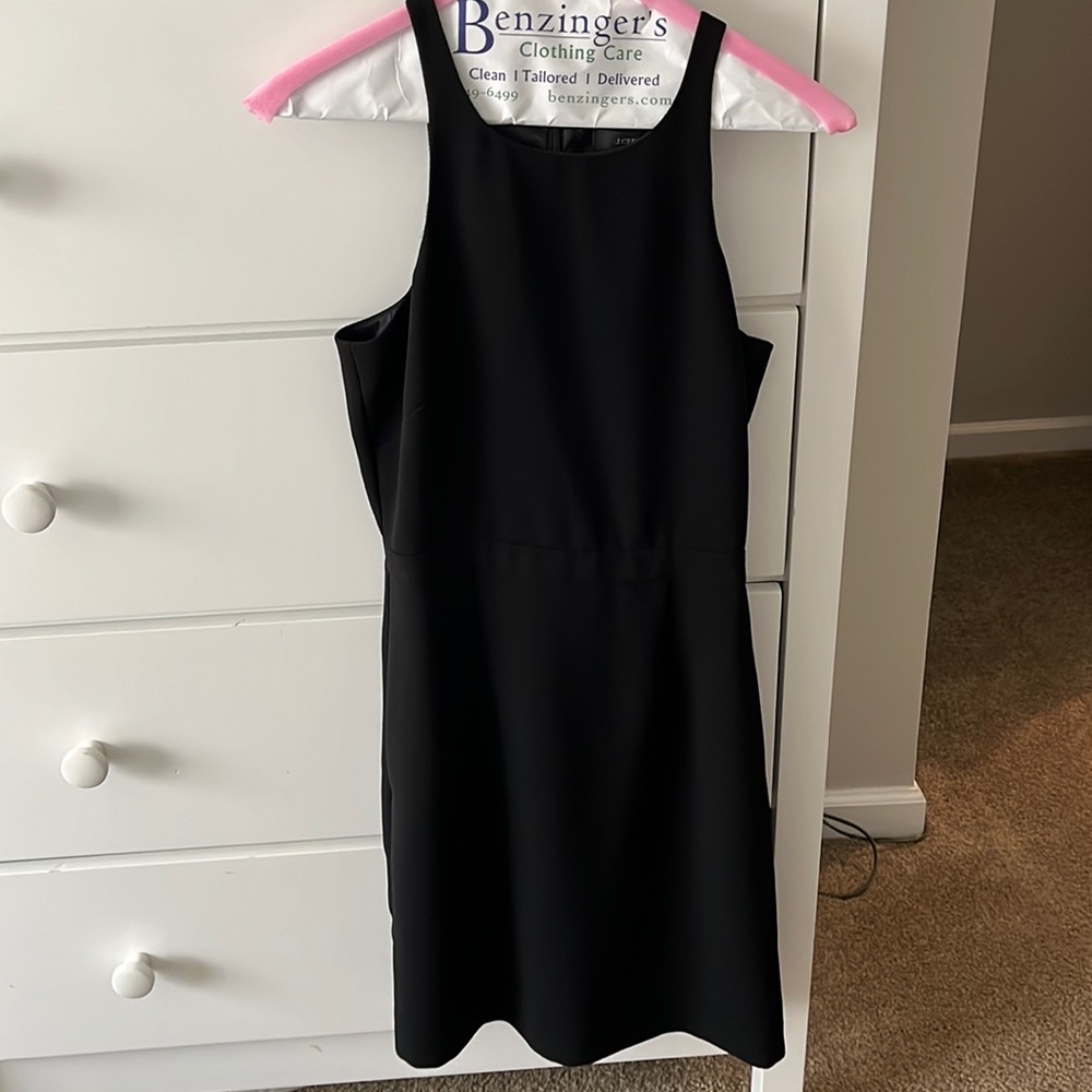 J Crew women’s black, racer back, lined sheath dress